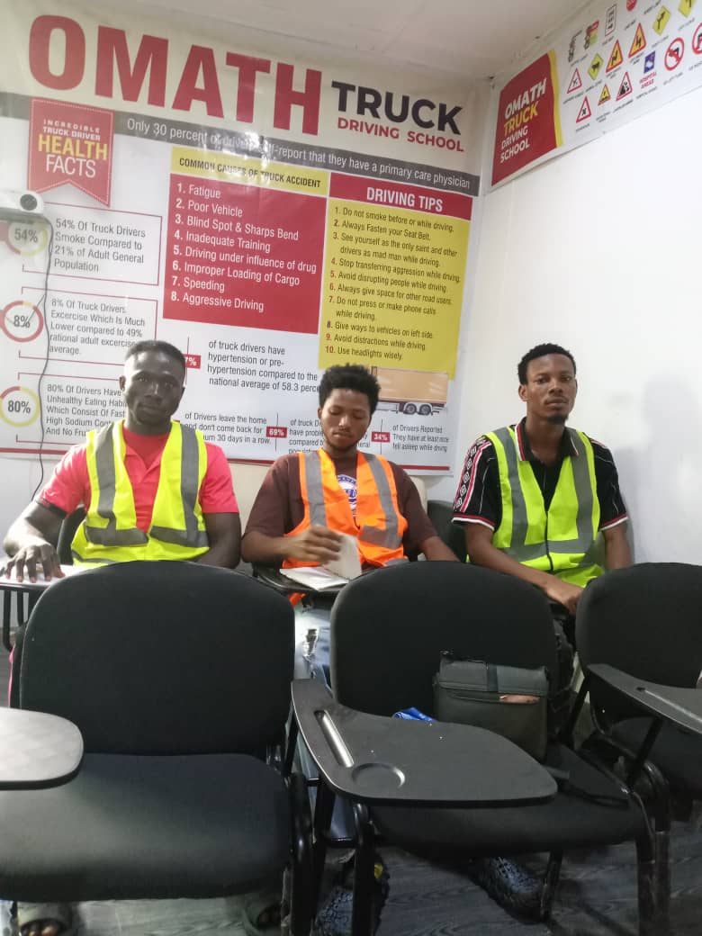 OMATH truck driving safety briefing at Lagos classroom
